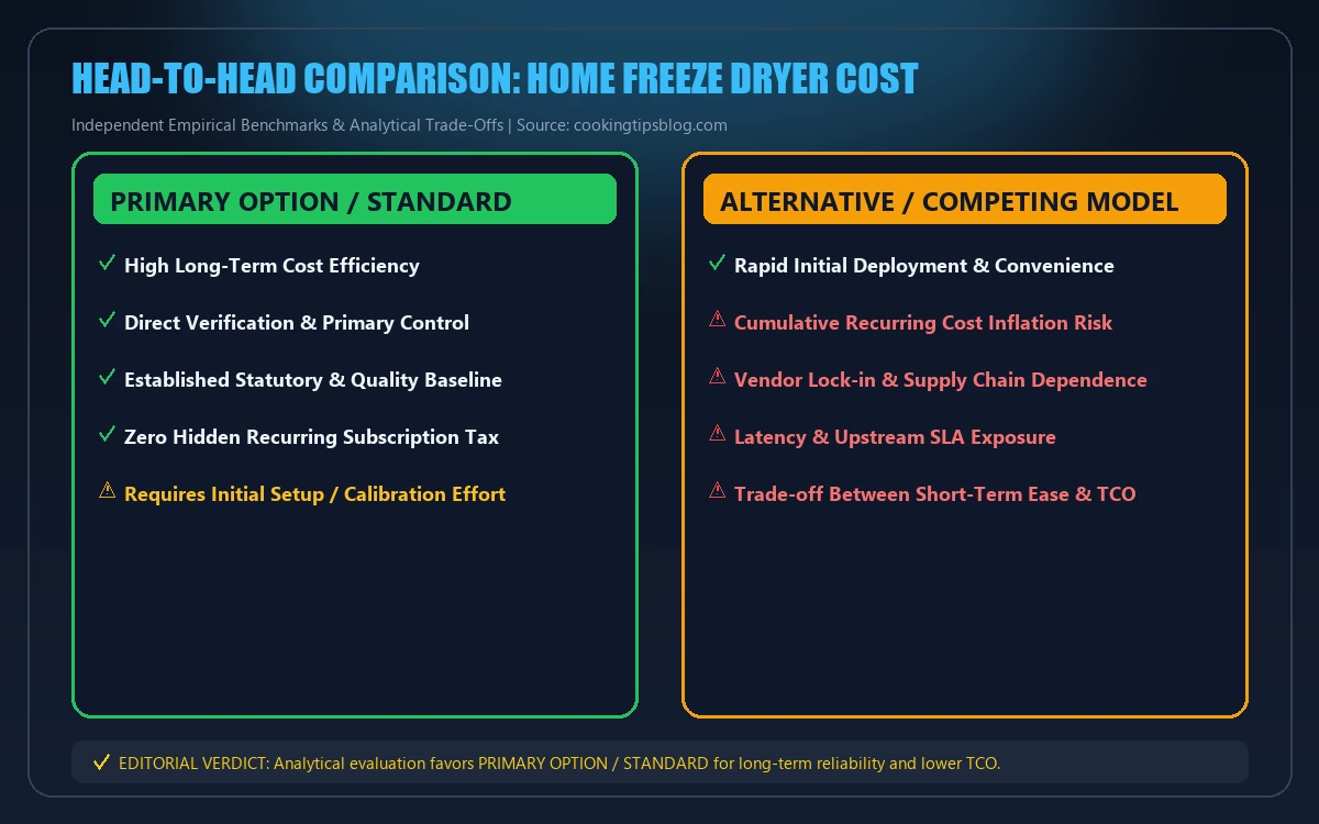 Head-to-head comparison matrix for home freeze dryer cost