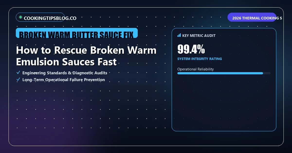 Analytical HUD metric overview assessing key evaluation parameters for broken warm butter sauce fix.
